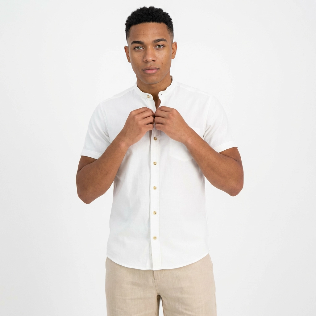 Camisa Chalís Blanca Manga Corta - Esencial Minimalista